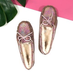 NEW UGG Dakota Metallic Spot Chestnut Moccasin Loafers 36